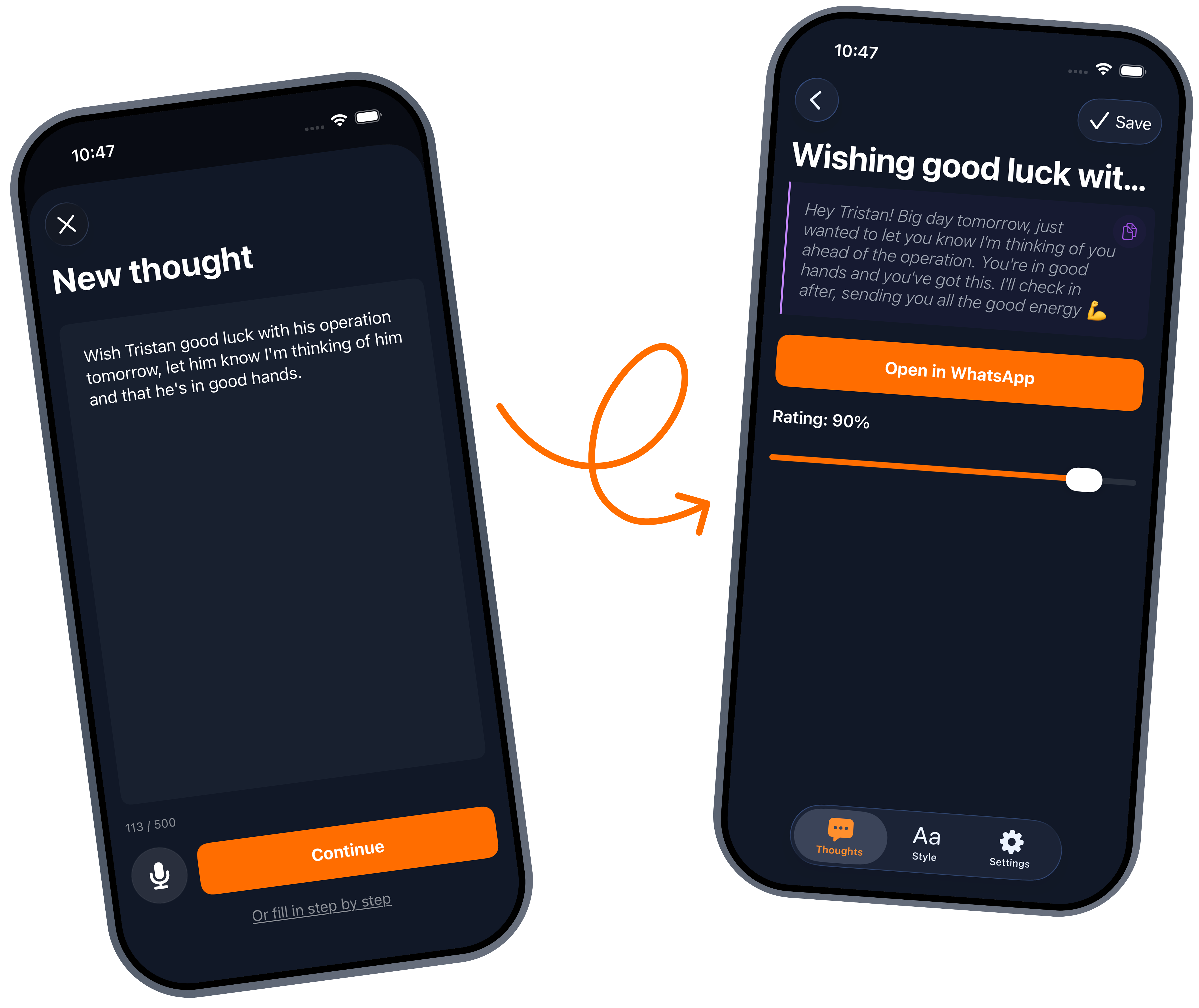 Generated message screenshot
